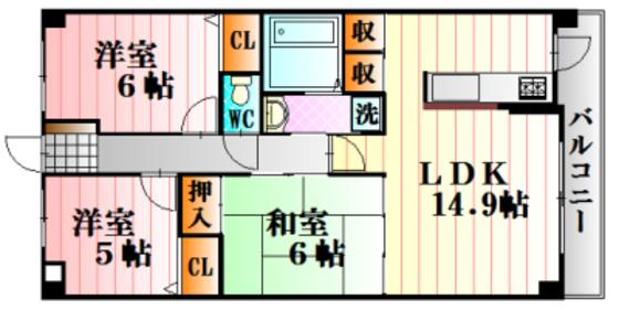 アーバンライフ相田(3LDK/2階)の間取り写真