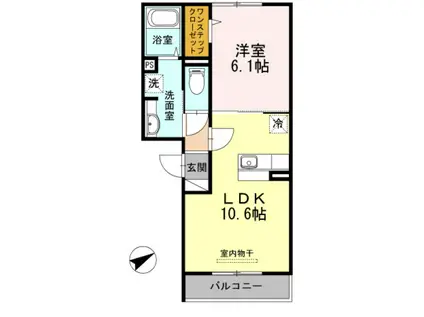 エトワール光(1LDK/2階)の間取り写真