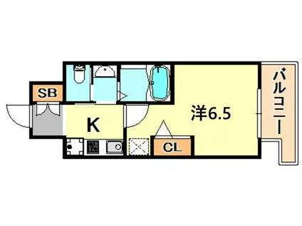 エステムコート神戸ハーバーランド前VIIレーベル(1K/13階)の間取り写真