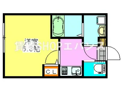 CRECIA二宮(1K/3階)の間取り写真