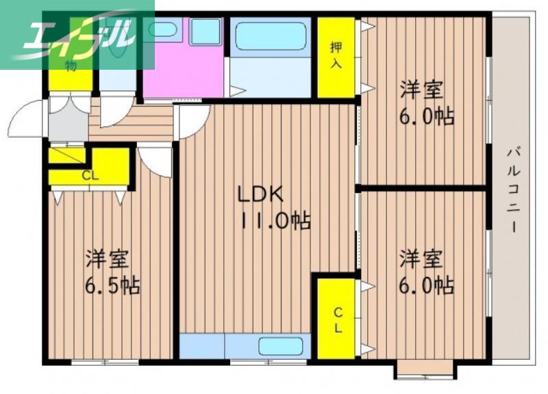 ピレニーズ奥田(3LDK/2階)の間取り写真