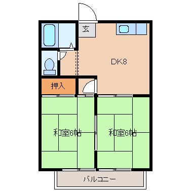 MTレジデンス(2DK/1階)の間取り写真