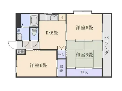 ウェルス武岡(3DK/1階)の間取り写真