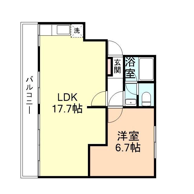HERITEGE木津(1LDK/3階)の間取り写真