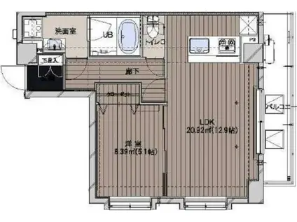 アドバンス(1LDK/3階)の間取り写真