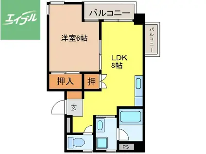 アイビーガーデン(1LDK/2階)の間取り写真