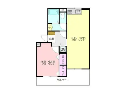 プラシード(1LDK/2階)の間取り写真