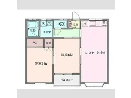 ビューパレス藤井(2LDK/1階)の間取り写真