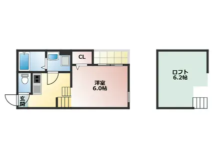 アーク十番町(1SK/2階)の間取り写真