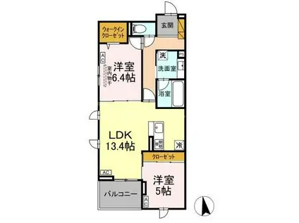 ラ・ペッシュ(2LDK/3階)の間取り写真