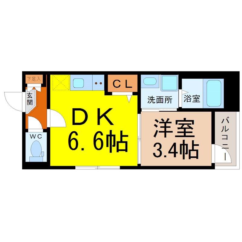 ハーモニーテラス野並X(1DK/3階)の間取り写真