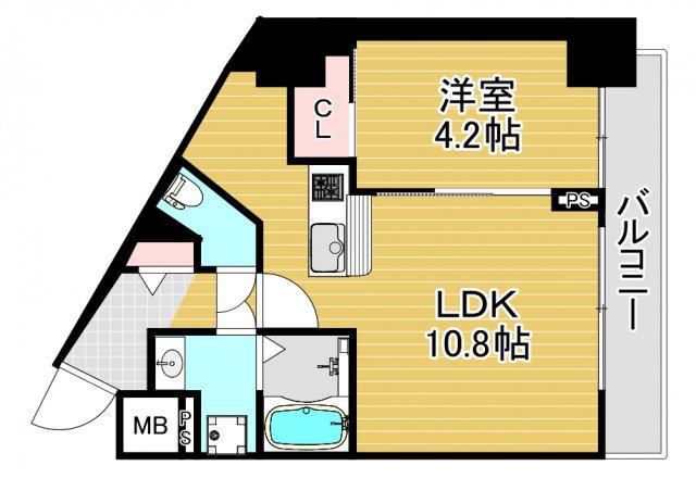 アドバンス西梅田フォルン(1LDK/4階)の間取り写真