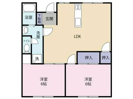 アンリバー古府中(2LDK/2階)の間取り写真