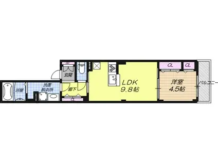 プラス上町台(1LDK/3階)の間取り写真