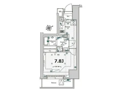 メイクスデザイン門前仲町ガーデン(1K/9階)の間取り写真