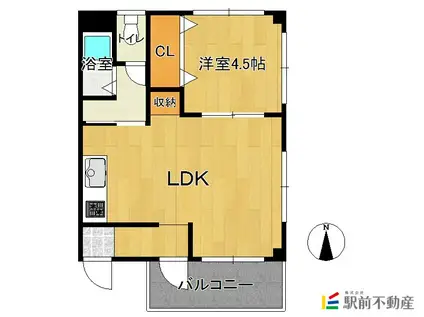 サニーハイム(1LDK/3階)の間取り写真