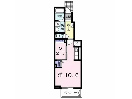 J・サクレ葛原I(ワンルーム/1階)の間取り写真