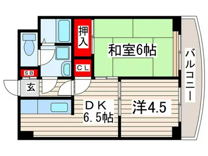 レジデンスオーク(2DK/2階)の間取り写真