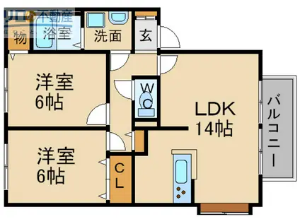 カーサアゼリア(2LDK/2階)の間取り写真