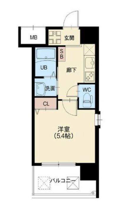 スプランディッド元町山手(1K/3階)の間取り写真