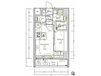 AXAS武蔵小山アジールコート(1DK/1階)の間取り写真