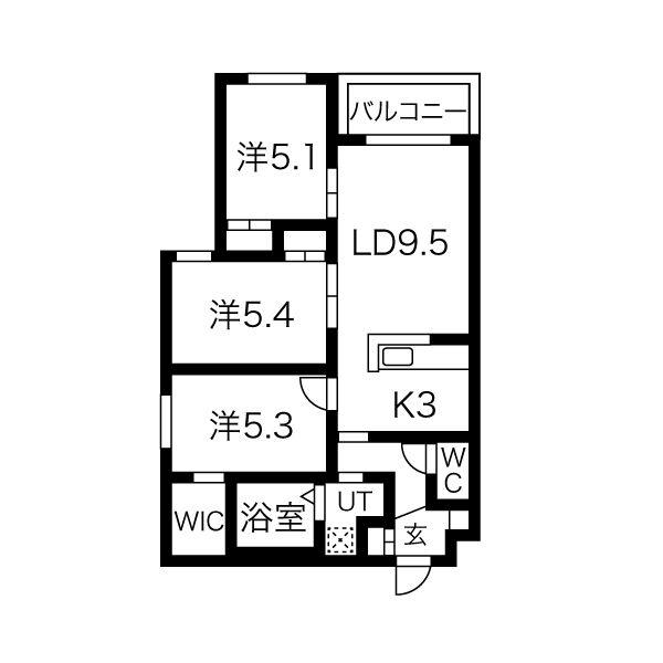 オランジュ(3LDK/3階)の間取り写真
