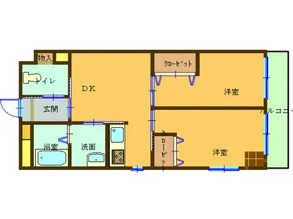 アルバ テラーザ(2DK/1階)の間取り写真