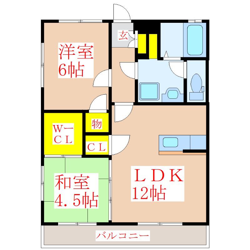 パストラールII(2LDK/4階)の間取り写真