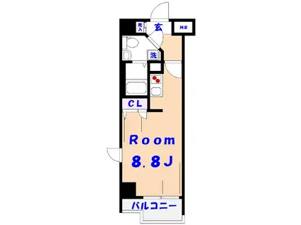 ドゥーエ国府台(ワンルーム/7階)の間取り写真