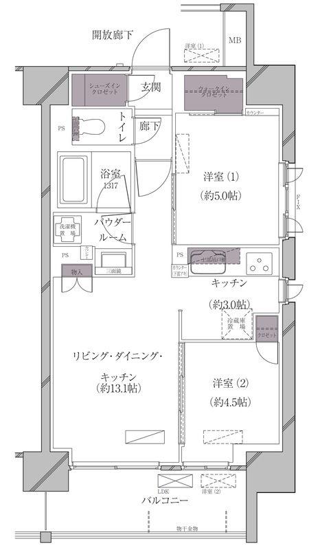 A-STANDARD芝浦(2LDK/5階)の間取り写真