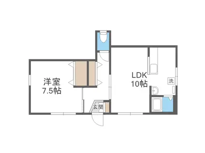 地下鉄東豊線 学園前駅(札幌) 徒歩7分 2階建 築48年(1LDK/1階)の間取り写真
