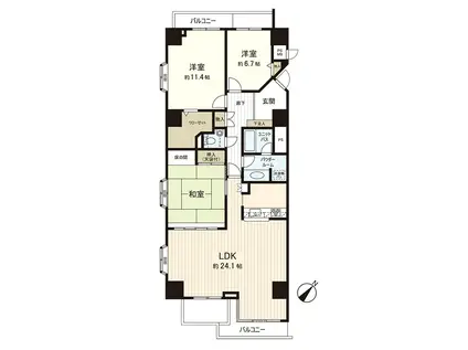 ライオンズマンション星陵(3LDK/4階)の間取り写真