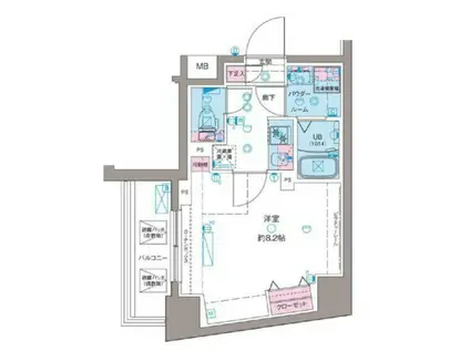 ガリシア新宿ノースII(1K/9階)の間取り写真