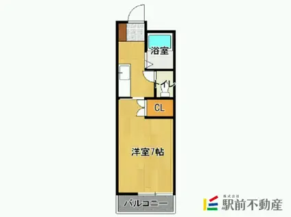 ブルージュハイムI(1K/2階)の間取り写真