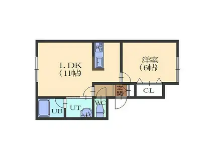 A.ストーム(1LDK/2階)の間取り写真