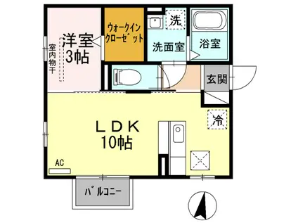 クロスレットA(1LDK/1階)の間取り写真