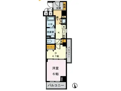 S-ワンビル(1DK/6階)の間取り写真