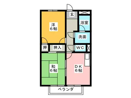 100エーカーの森(2DK/1階)の間取り写真