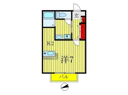 メゾン・ミルト(ワンルーム/2階)の間取り写真