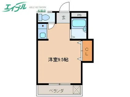 プランドール(ワンルーム/1階)の間取り写真