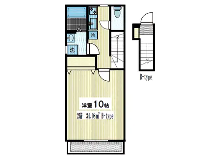 LIBERI -リーベリー-(1K/2階)の間取り写真