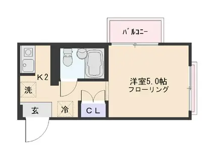 ヴィラサンライズ(1K/3階)の間取り写真