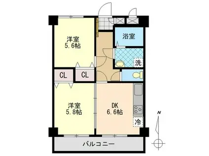 アーバンライフIII(2DK/6階)の間取り写真