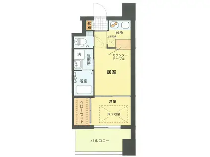 エステートモア天神(1LDK/12階)の間取り写真