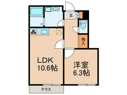 イーストプラザ(1LDK/1階)の間取り写真