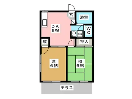 グランドメゾン野火止A(2DK/1階)の間取り写真