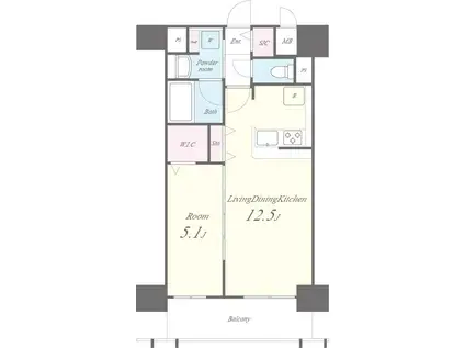 プログレッセ新大阪(1LDK/10階)の間取り写真