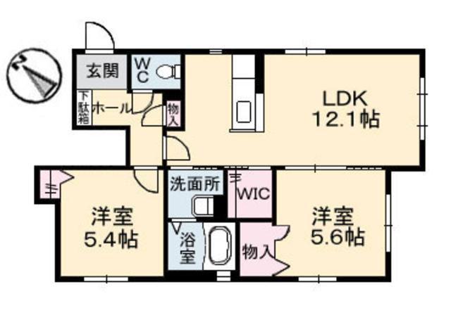 ヴィラ フィオーレ(2LDK/1階)の間取り写真