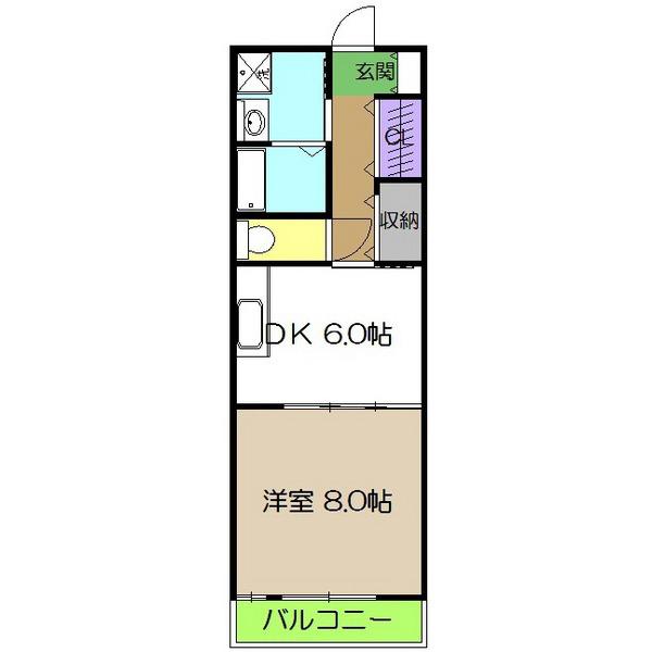 オブジェ朝倉(1DK/4階)の間取り写真