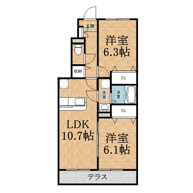 コンフォート111(2LDK/1階)の間取り写真